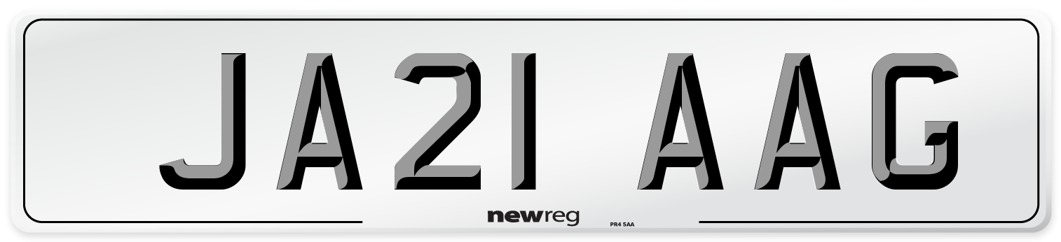 JA21 AAG Number Plate from New Reg